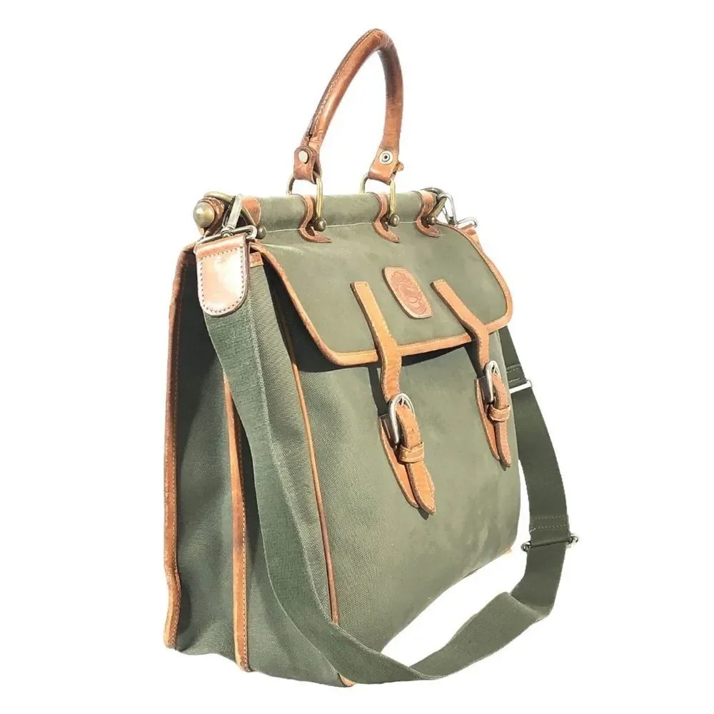 BURBERRYS Canvas Messenger Bag With Top Handle and Adjustable Leather Straps